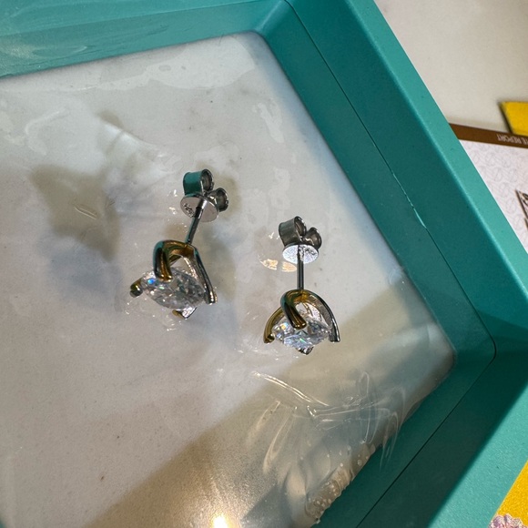 3ct Moissanite Gold and Silver Stud Earrings, item 439 - Picture 9 of 9